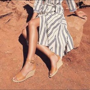 VINCE. | Leather Open Tie Espadrilles Wedges